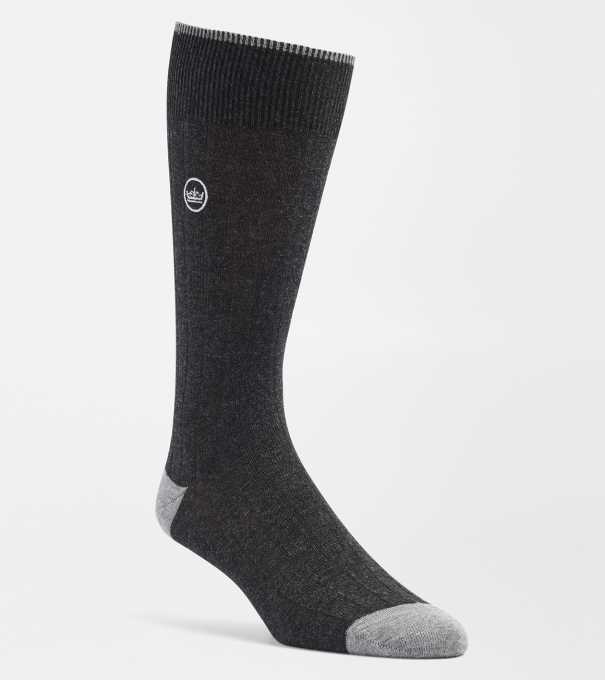 Solid Rib Crew Sock in Charcoal