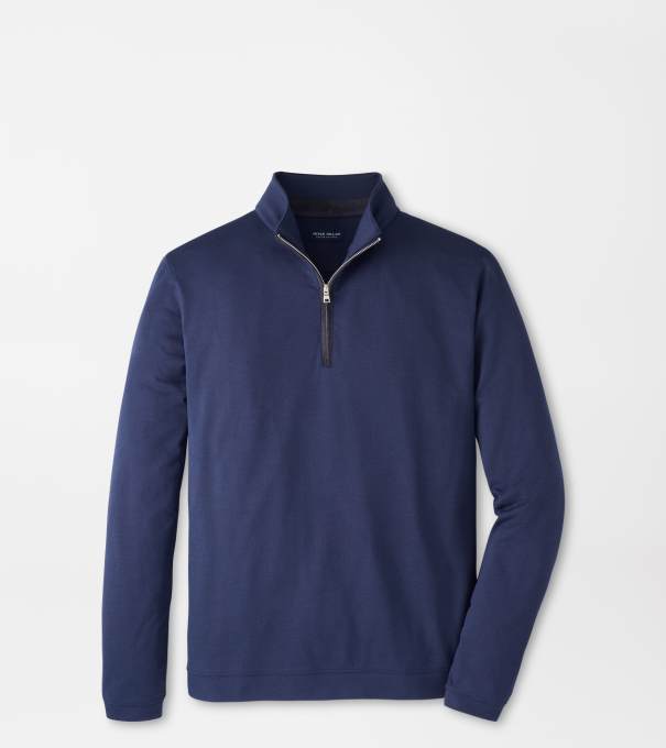 Albatross Cotton-Blend Piqu&eacute; Quarter-Zip in Navy