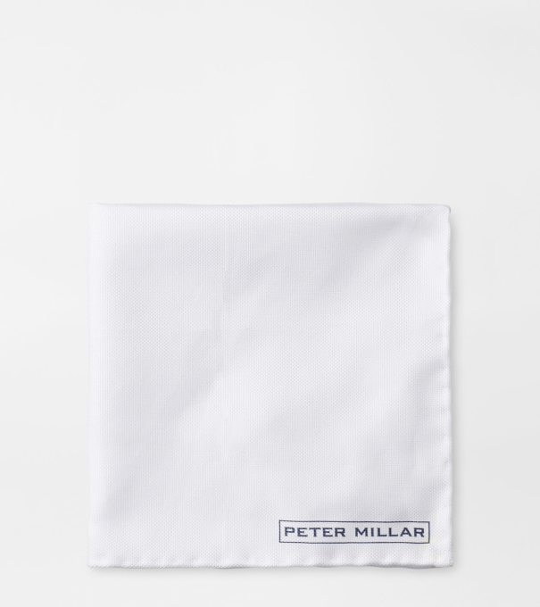 Solid Oxford Pocket Square in White