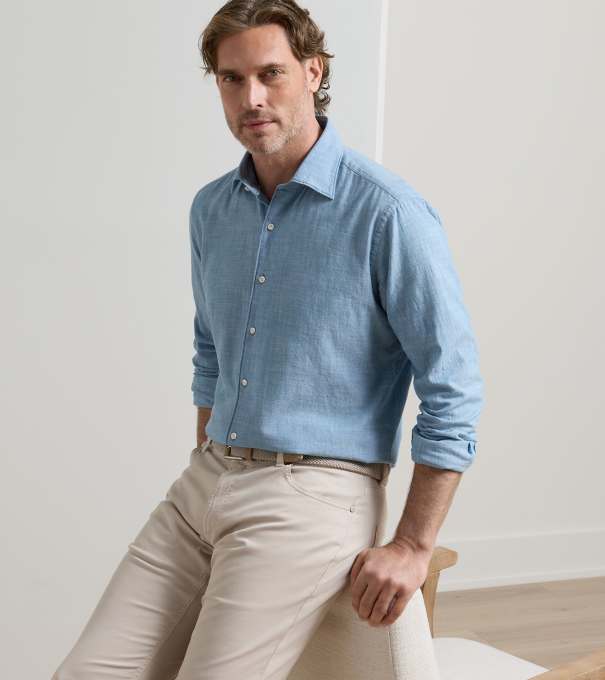 Japanese Selvedge Sport Shirt in Light Chambray