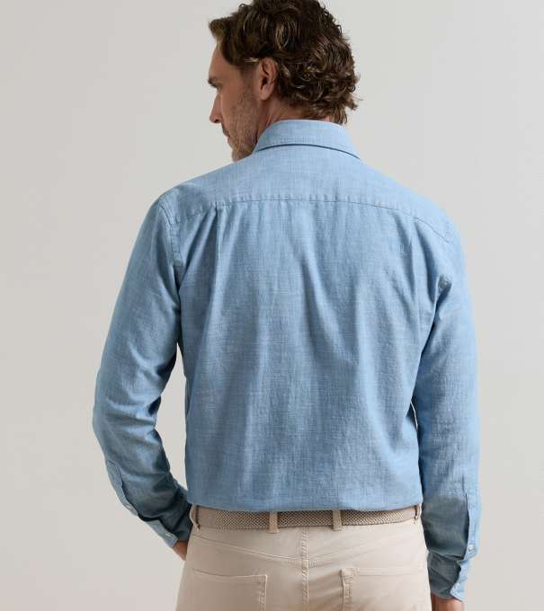 Japanese Selvedge Sport Shirt in Light Chambray