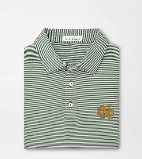Notre Dame Jubilee Stripe Performance Polo in Green1