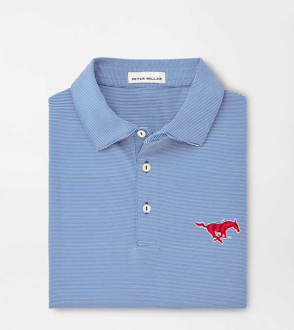 SMU Jubilee Stripe Performance Polo in Blue3