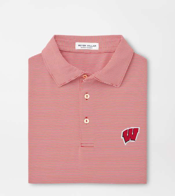 Wisconsin Jubilee Stripe Performance Polo in Red3