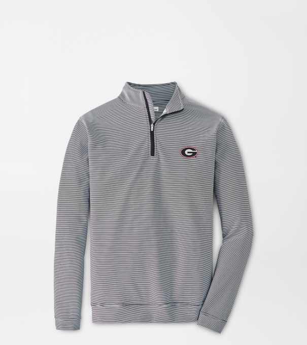 Georgia G Perth Sugar Stripe Performance Quarter-Zip in Black/White