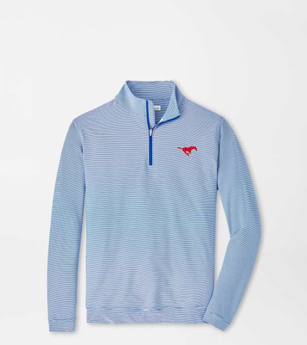 SMU Sugar Stripe Performance Quarter-Zip in Blue3/White