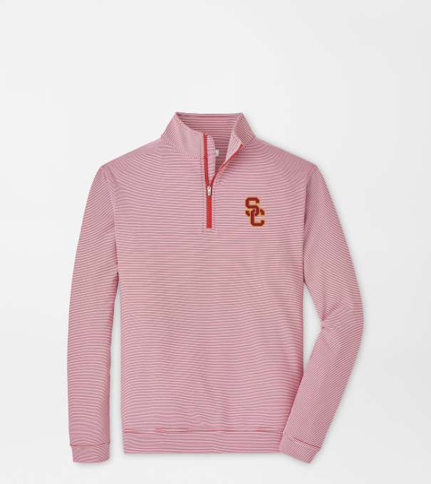 Southern California Sugar Stripe Performance Quarter-Zip in Crimson1/White