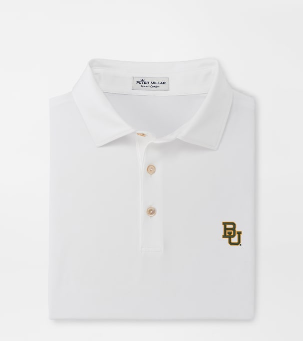 Baylor Solid Performance Jersey Polo in White