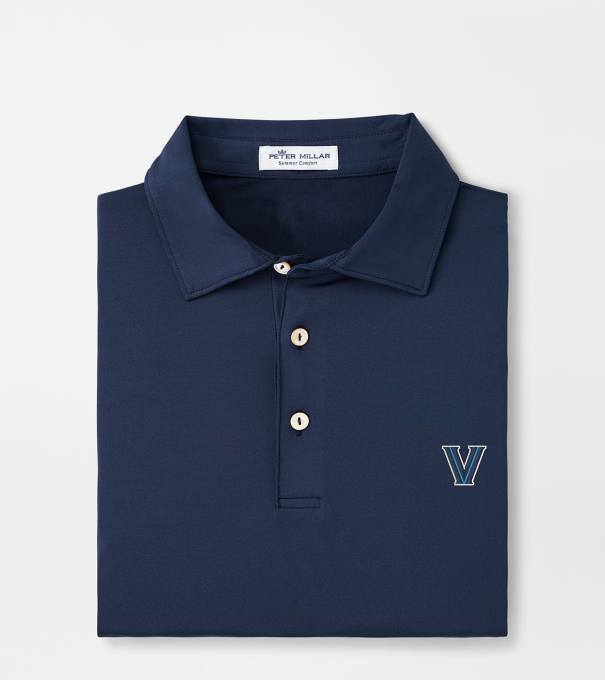 Villanova Solid Performance Jersey Polo in Navy