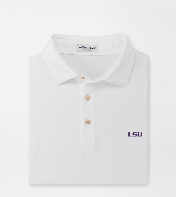LSU Solid Performance Jersey Polo in White
