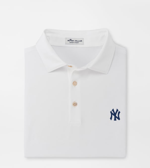 New York Yankees Solid Performance Jersey Polo in White