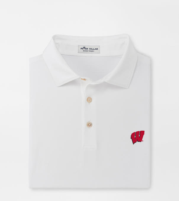 Wisconsin Solid Performance Jersey Polo in White