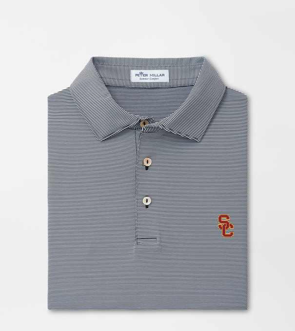 Southern California Interlocking SC Jubilee Stripe Performance Polo in Black