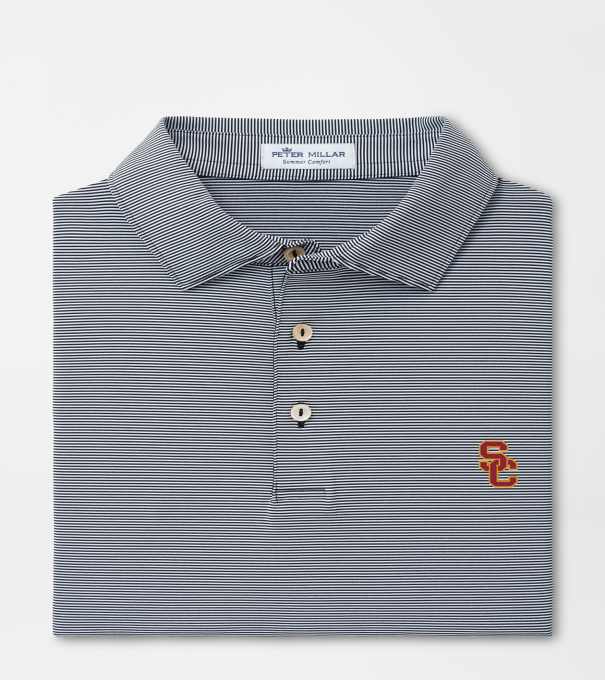Southern California Interlocking SC Jubilee Stripe Performance Polo in Black