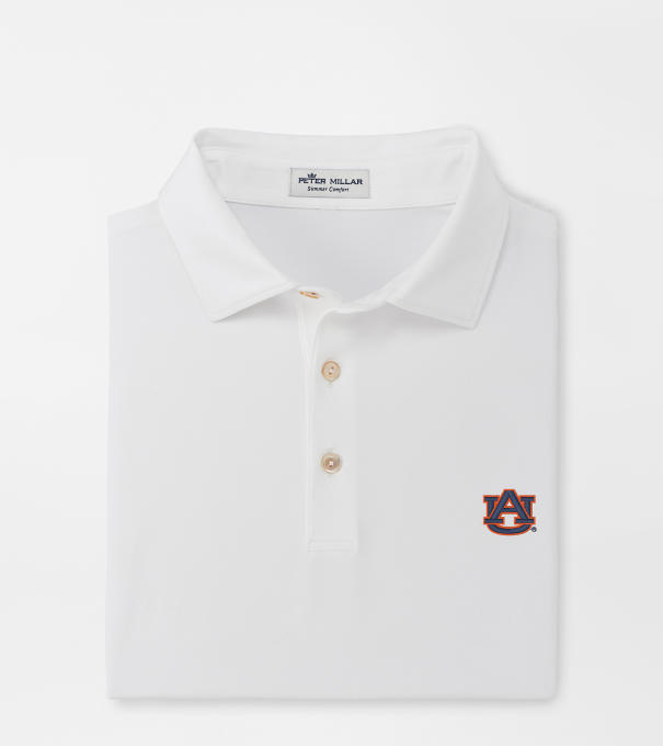 Auburn Solid Performance Jersey Polo (Sean Self Collar) in White