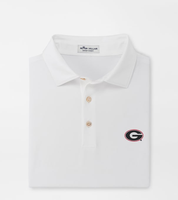Georgia Solid Performance Jersey Polo in White