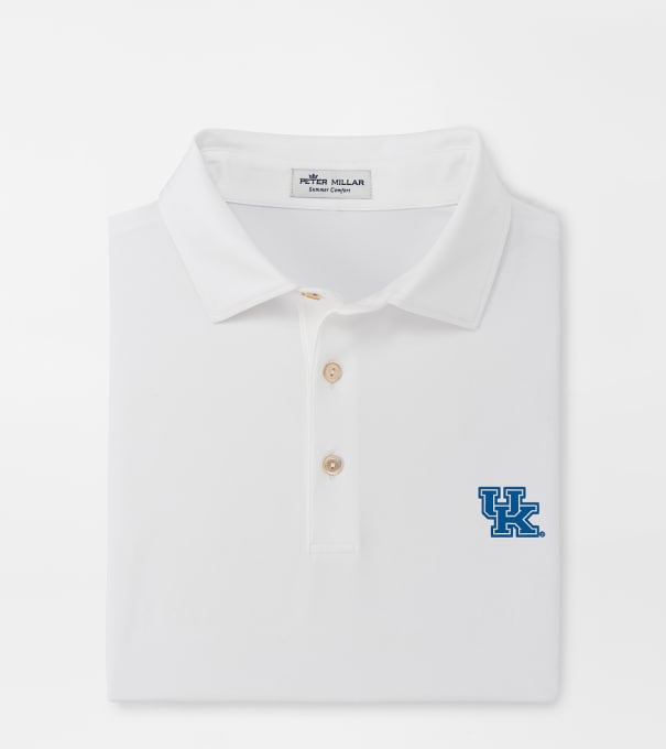 Kentucky Solid Performance Jersey Polo (Sean Self Collar) in White