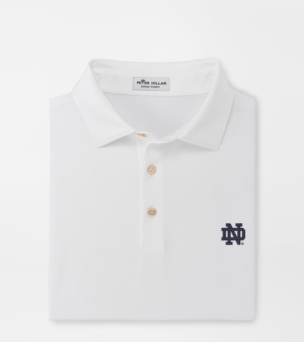 Notre Dame Solid Performance Jersey Polo in White
