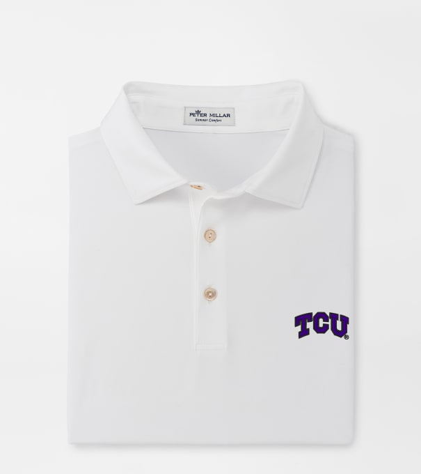 TCU Solid Performance Jersey Polo (Sean Self Collar) in White