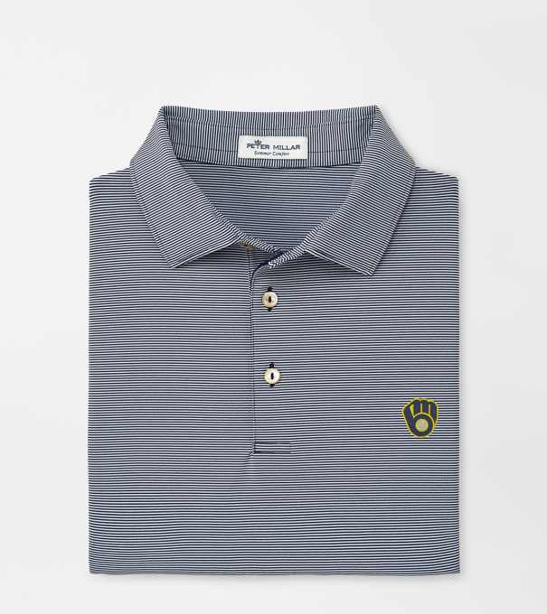 Milwaukee Brewers Jubilee Stripe Performance Polo in Navy