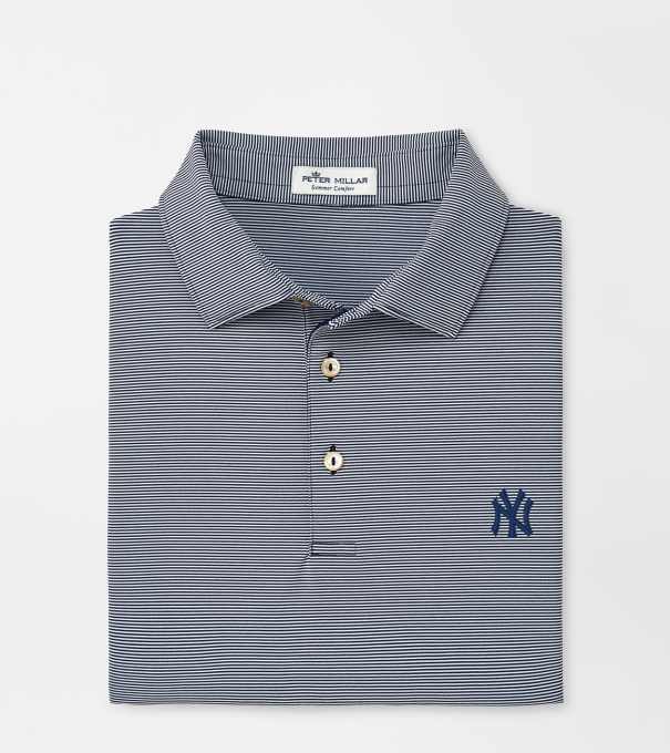 New York Yankees Jubilee Stripe Performance Polo in Navy