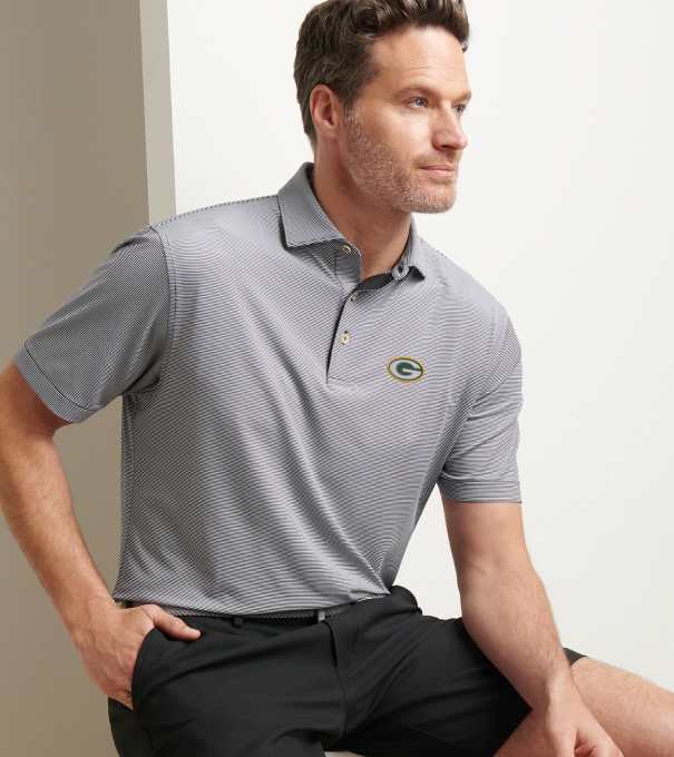 Green Bay Packers Jubilee Performance Jersey Polo in Black