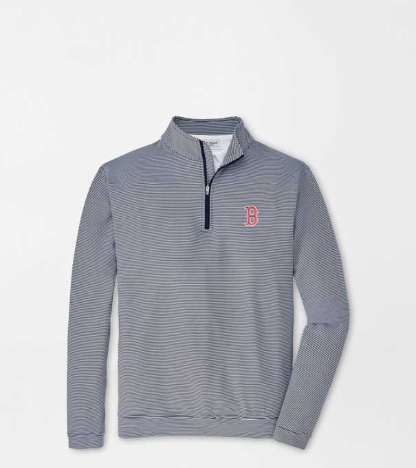 Boston Red Sox Perth Sugar Stripe Performance Quarter-Zip in Navy/White