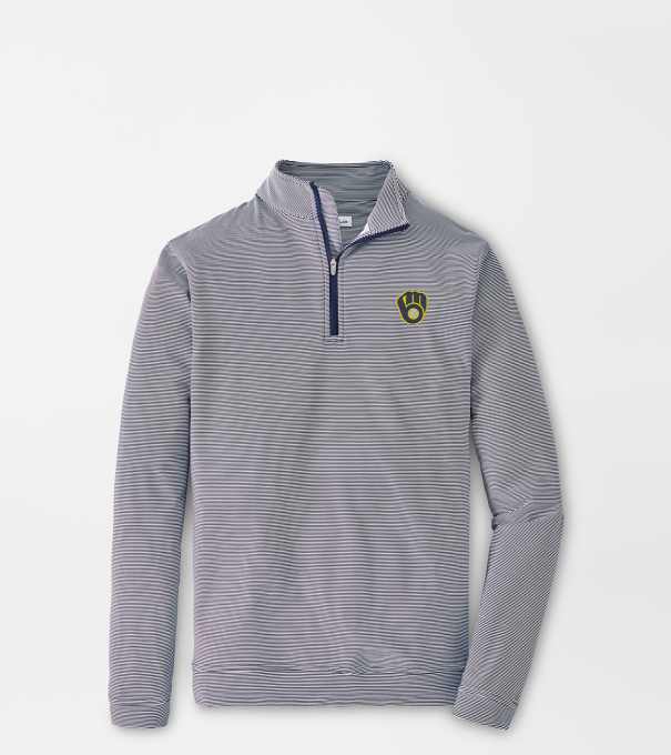 Milwaukee Brewers Perth Sugar Stripe Performance Quarter-Zip in Navy/White