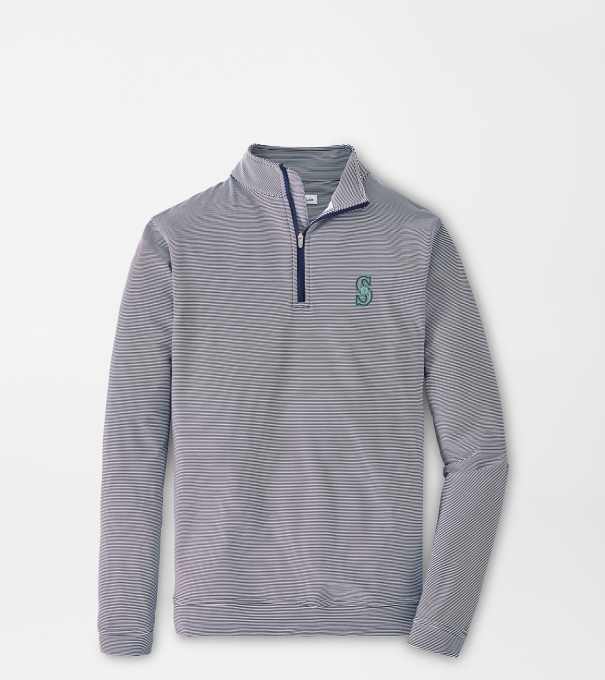 Seattle Mariners Perth Sugar Stripe Performance Quarter-Zip in Navy/White