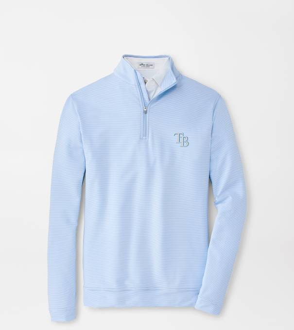 Tampa Bay Rays Perth Sugar Stripe Performance Quarter-Zip in Cottage Blue/White
