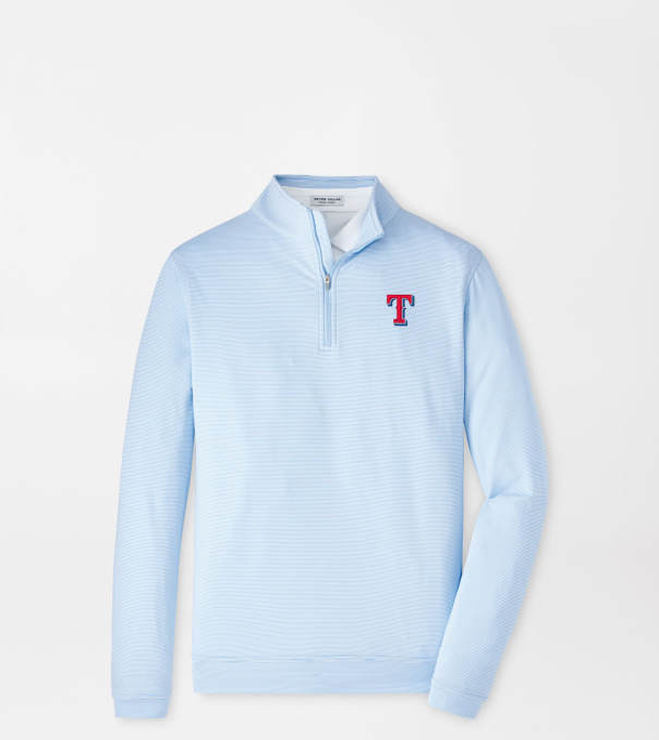 Texas Rangers Perth Sugar Stripe Performance Quarter-Zip in Cottage Blue/White