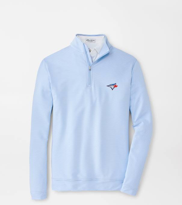 Toronto Blue Jays Perth Sugar Stripe Performance Quarter-Zip in Cottage Blue/White