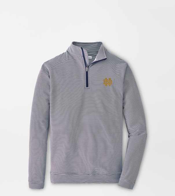 Notre Dame Perth Sugar Stripe Performance Quarter-Zip in Navy/White
