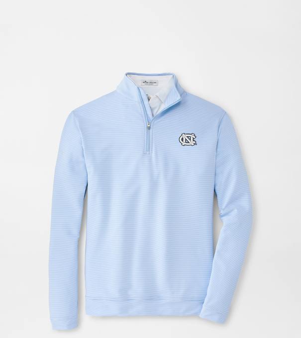UNC Perth Sugar Stripe Performance Quarter-Zip in Cottage Blue/White
