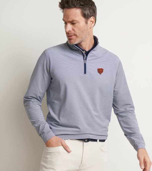 Chicago Bears Perth Sugar Stripe Performance Quarter-Zip in Navy/White
