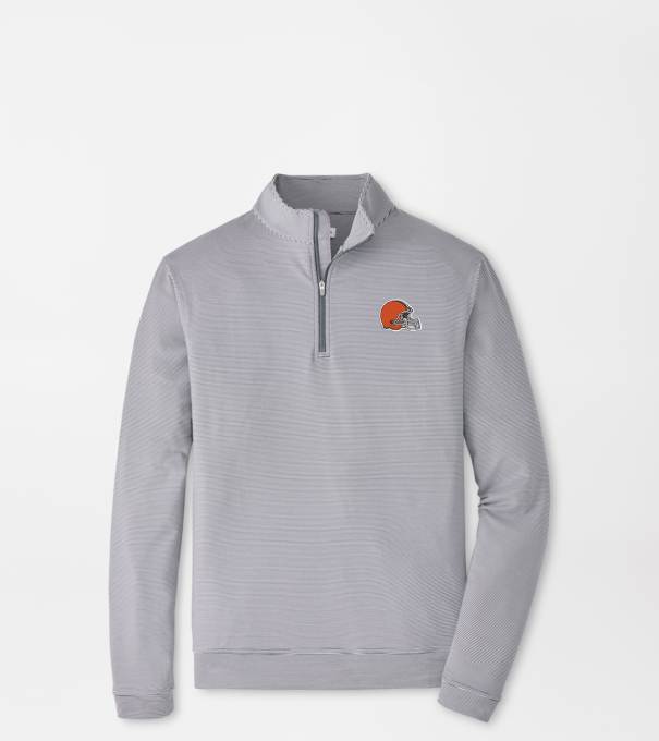 Cleveland Browns Perth Sugar Stripe Performance Quarter-Zip in Iron/White