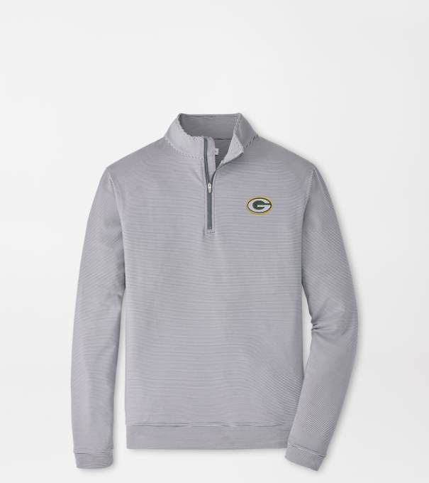 Green Bay Packers Perth Sugar Stripe Performance Quarter-Zip in Iron/White