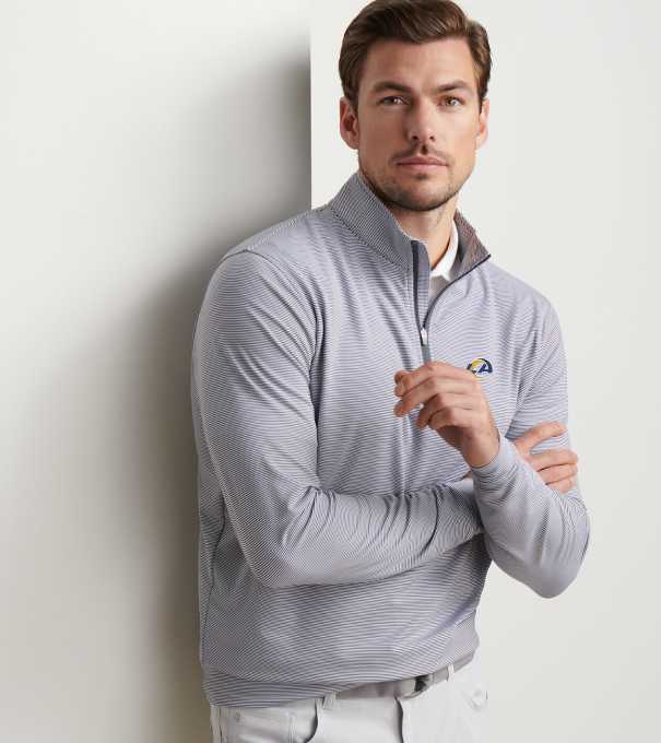 Los Angeles Rams Perth Sugar Stripe Performance Quarter-Zip in Iron/White