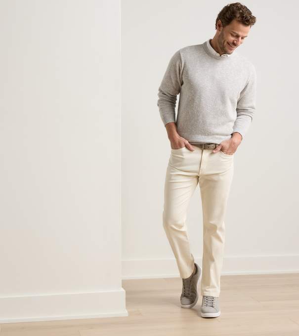 Signature Sateen Five-Pocket Pant in Ivory