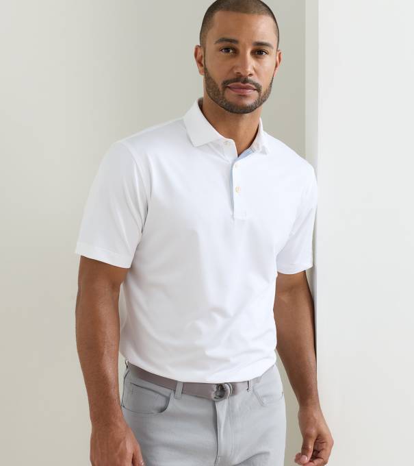 Solid Performance Jersey Polo in White
