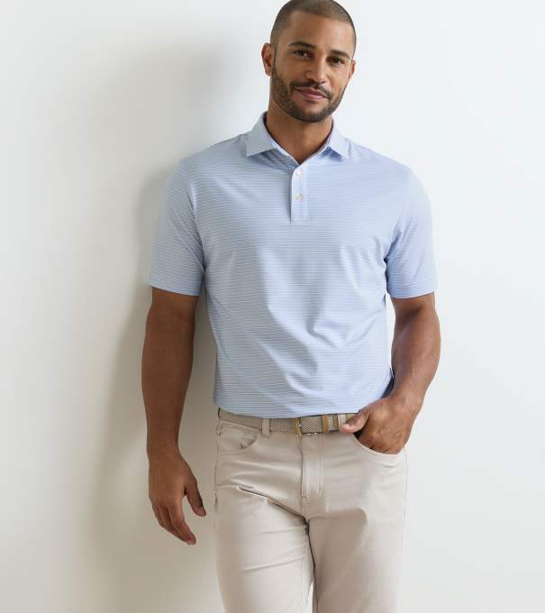 Harrington Performance Jersey Polo in White / Bluebird