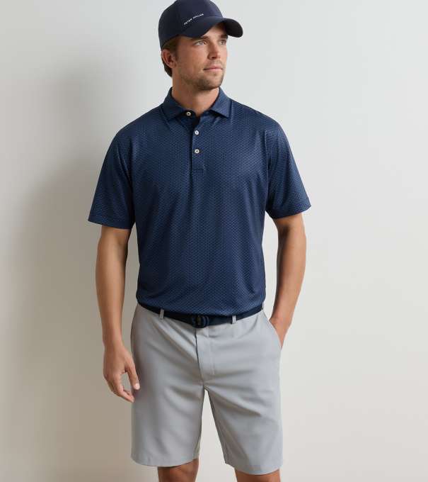 Bunker Bar Performance Jersey Polo in Navy