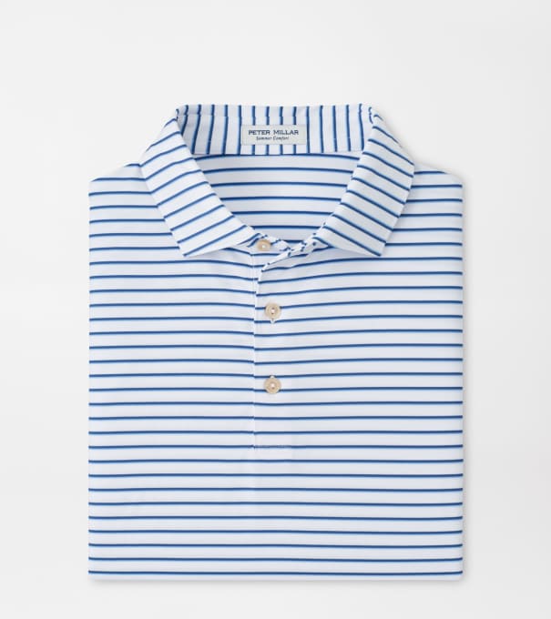 Dunnes Performance Jersey Polo in White/Windsor Blue