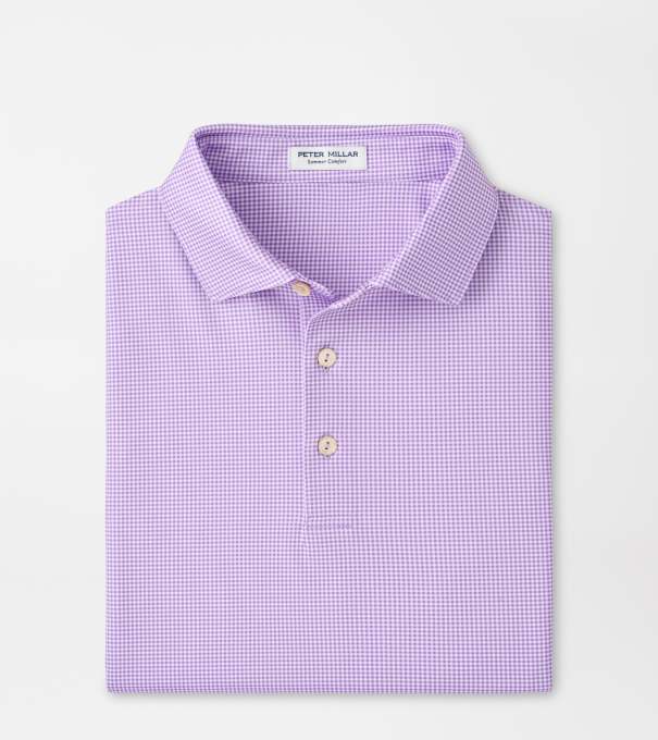 Gingham Performance Jersey Polo in PURPLE IRIS