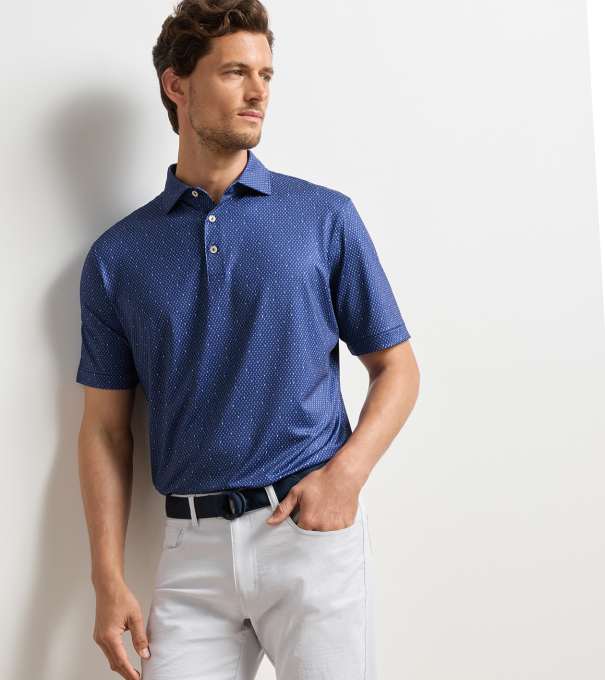 In The Rough Performance Jersey Polo in Sport Navy