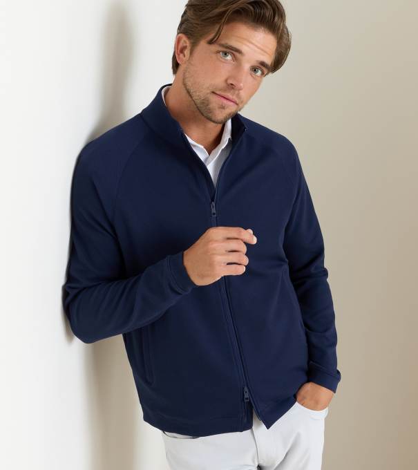 Cradle Piqu&eacute; Performance Full-Zip in Navy