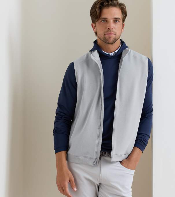 Cradle Piqu&eacute; Performance Full-Zip Vest in British Grey
