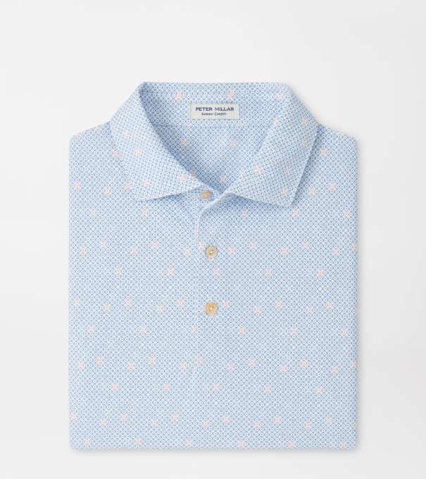 Santiago Performance Mesh Polo in WHITE / BLUEBIRD