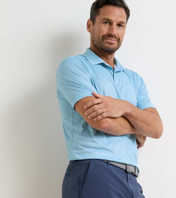 Featherweight Martinis Performance Polo in SEAFLOWER