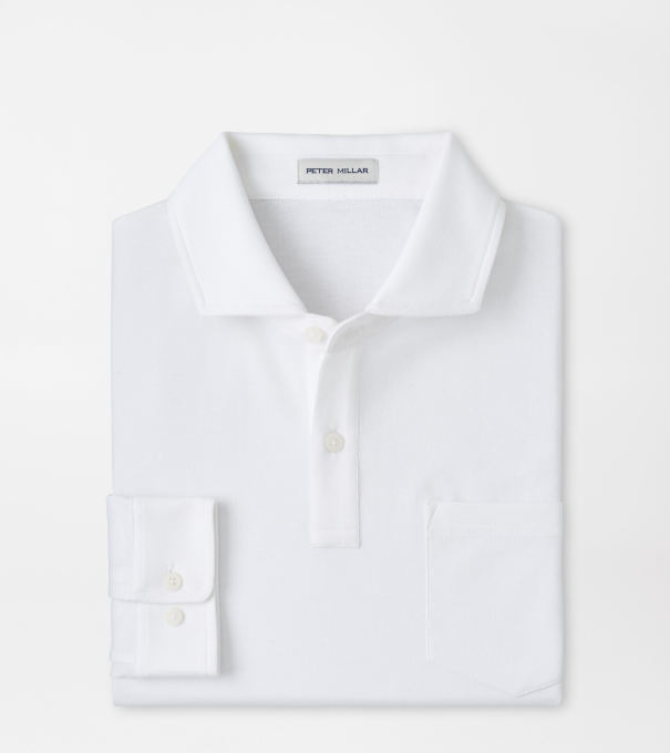 Everyday Piqu&eacute; Long Sleeve Polo in White